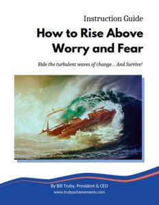 cover photo with a boat in a storm for the instruction guide for how to rise above worry and fear - focused on dealing with change