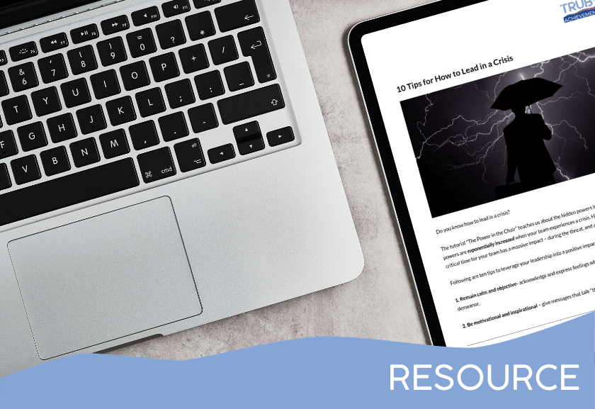 tablet showing the article next to a computer - featured image for How to Lead in a Crisis - Article from Truby Achievements (pdf version)