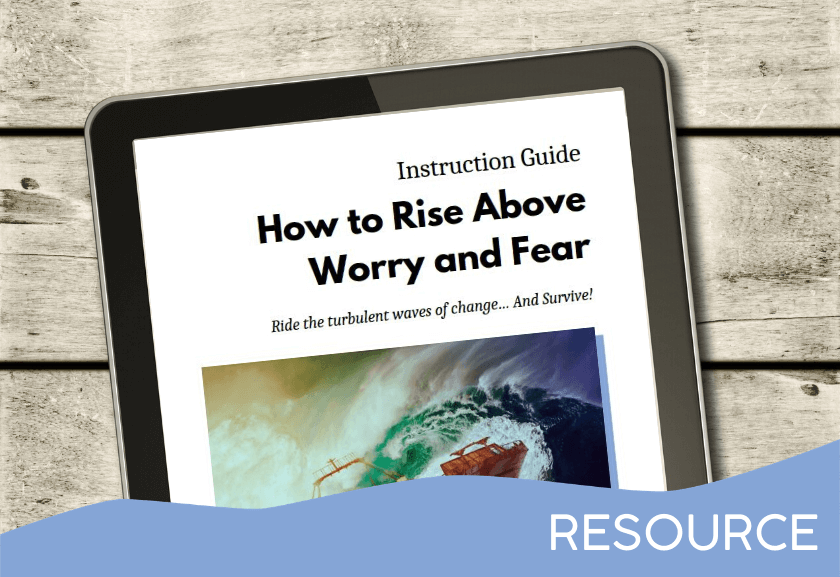 tablet showing ebook - featured image for Instruction Guide - Rise Above Worry and Fear - From Truby Achievements