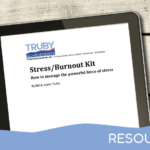 tablet mockup for the stress and burnout kit from truby achievements - leading provider of leadership training