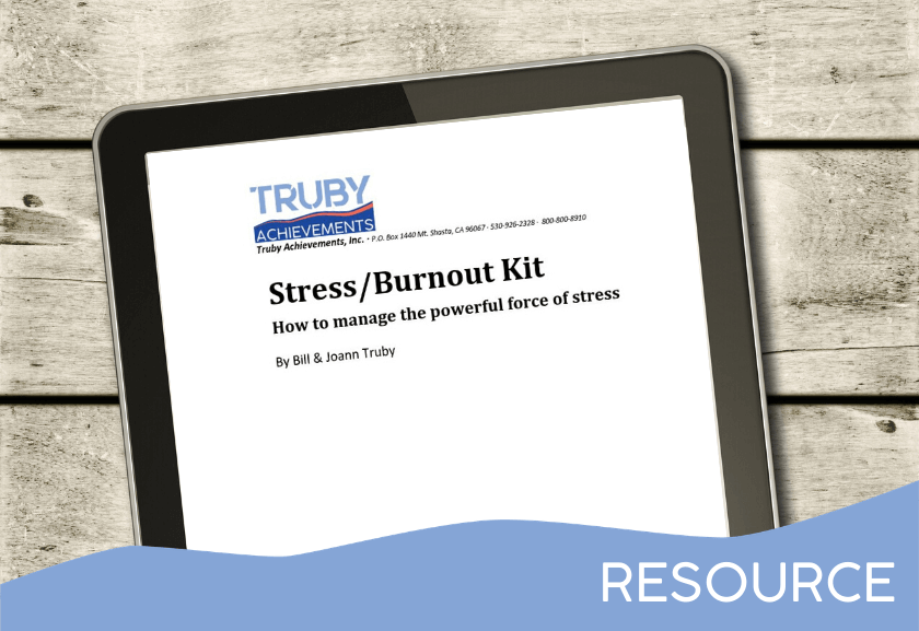 tablet mockup for the stress and burnout kit from truby achievements - leading provider of leadership training