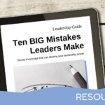 tablet sitting on a wood table showing leadership guide - 10 BIG Mistakes Leaders Make - a resource on the Truby Achievements membership site