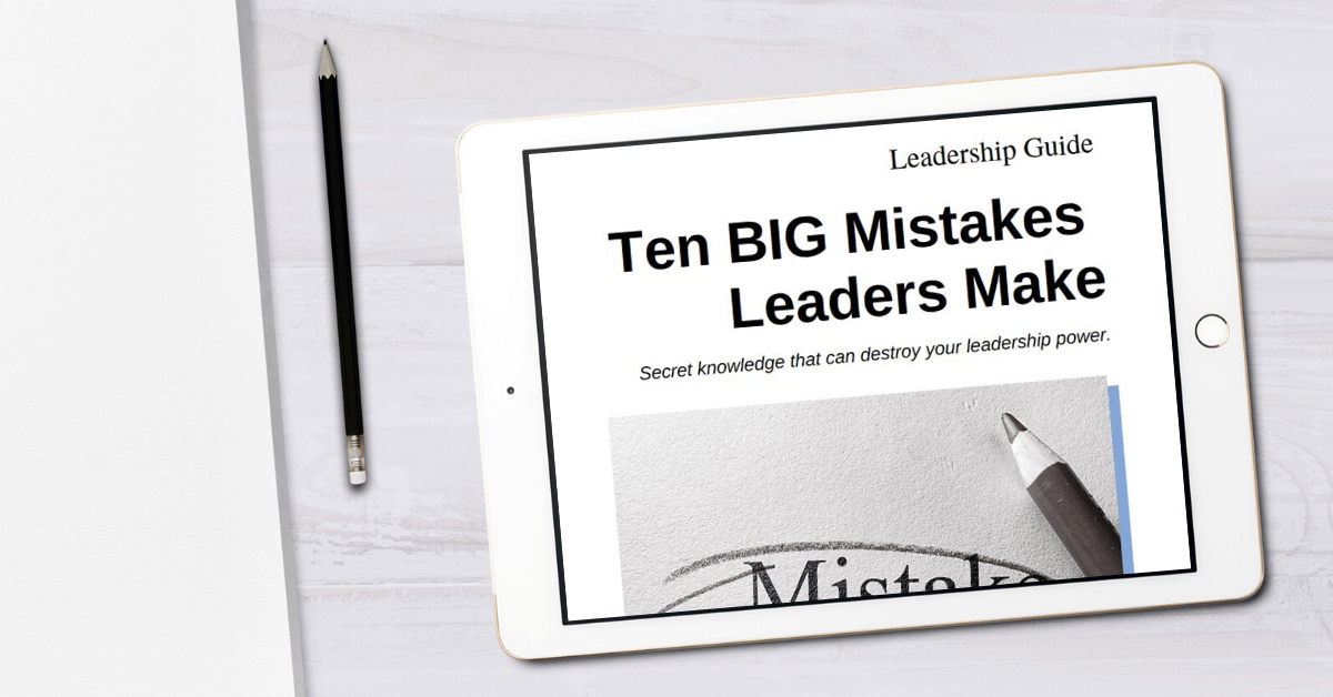 tablet showing the leadership guide - 10 mistakes leaders make - for the free leadership resources page on truby achievements