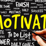 word art motivate in yellow other related words surrounding in white - featured image for how to motivate people blog by truby achievements